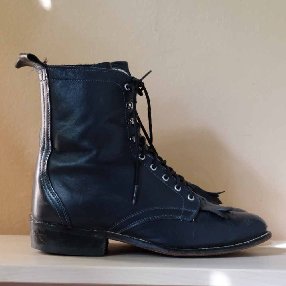 Navy Blue Vintage Laredo Leather Witch Boots